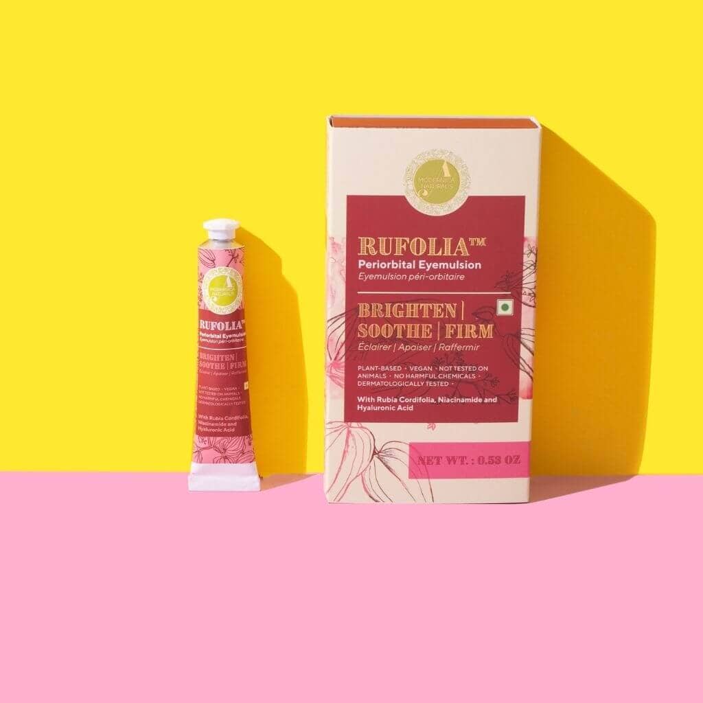 Rufolia Periorbital Eyemulsion - Brighten, Soothe & Firm Under-Eyes with Manjistha, Aloe Vera, Niacinamide & Hyaluronic Acid Eye Cream A Modernica Naturalis
