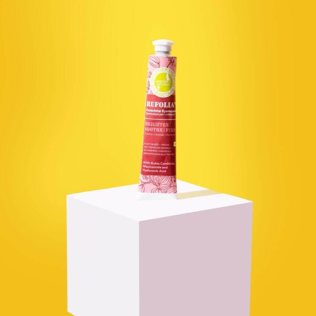 Rufolia Periorbital Eyemulsion - Brighten, Soothe &amp; Firm Under-Eyes with Manjistha, Aloe Vera, Niacinamide &amp; Hyaluronic Acid Eye Cream A Modernica Naturalis 